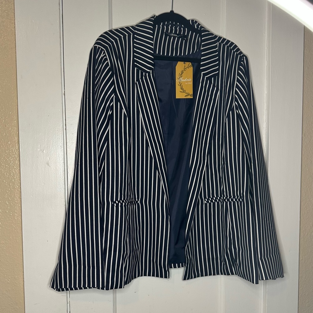 Navy Blue and White stripped Jacket